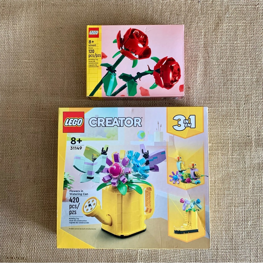 LEGO Creator Floral Bouquet in Watering Can and 2nd Lego Set w/ Roses Both NWT